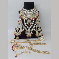 Neetu Art Gold Plated Kundan Stone And Beads Meenakari Bridal Set