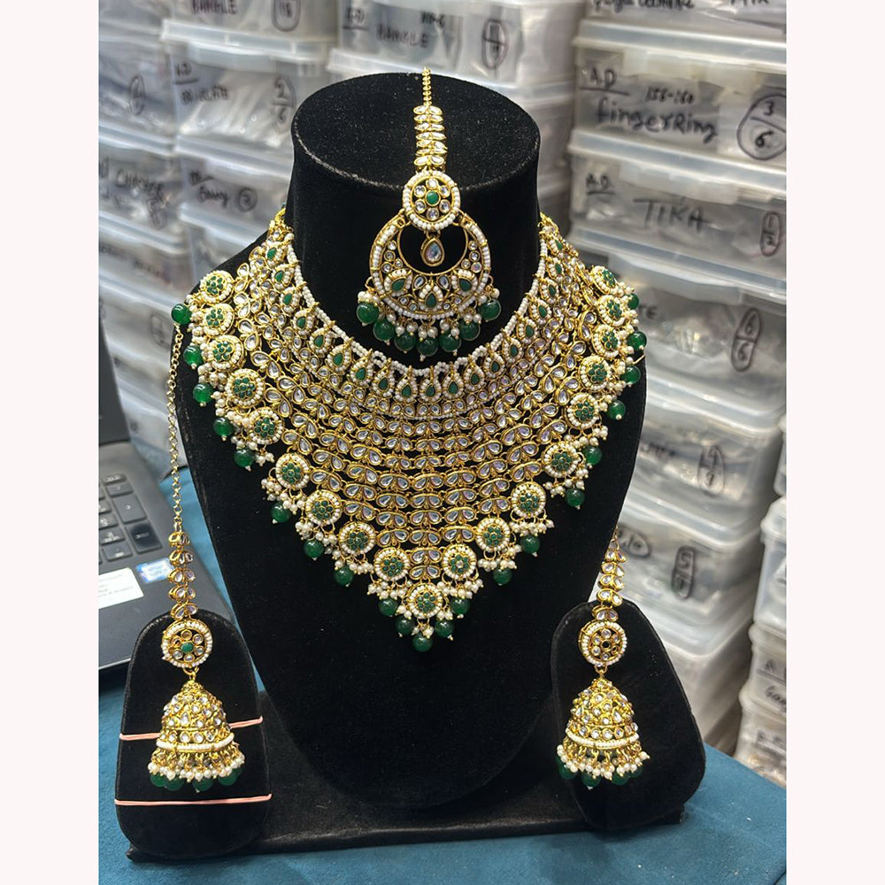 Neetu Art Shimmer Sparkle Kundan Stone And Pearls Beads Necklace Set