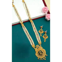 Neetu Art Premium Pota Stone And Pearl Long Necklace Set