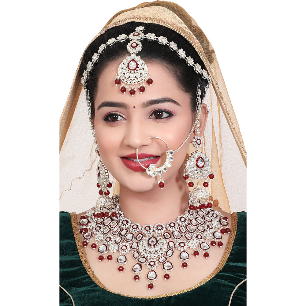 Neetu Art Kundan And Meenakari Beads Semi-Bridal Necklace Set