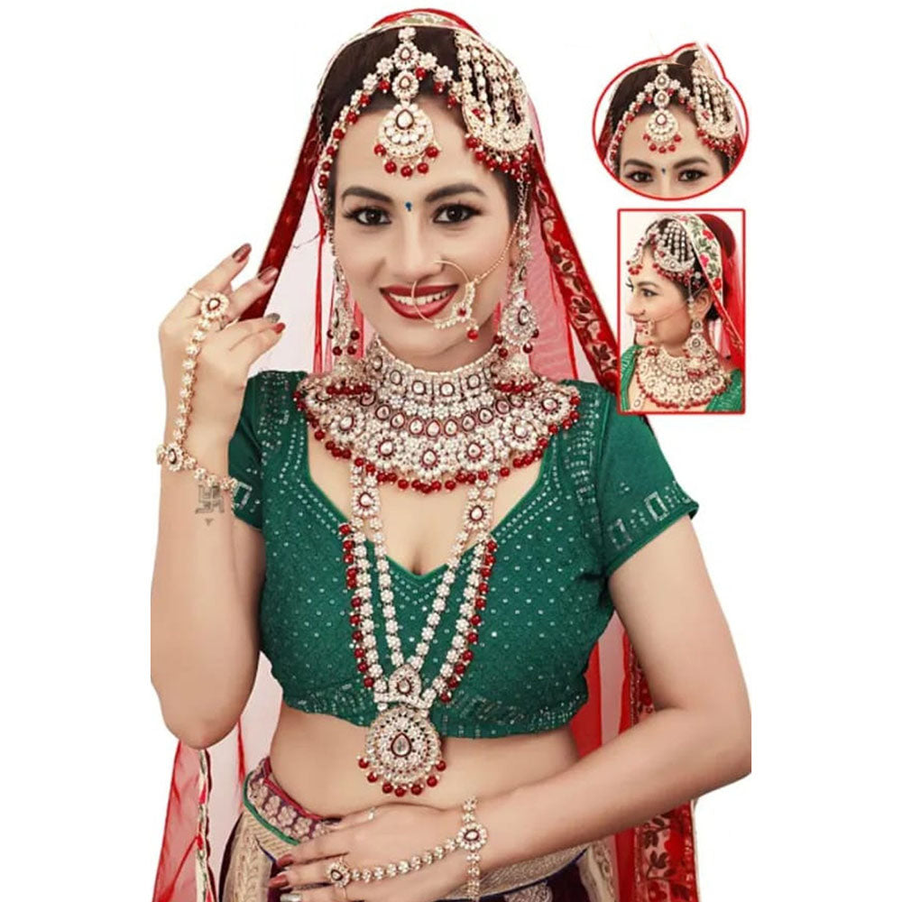 Neetu Art Premium Kundan Stone And Meenakari Beads Wedding Jewellery Set