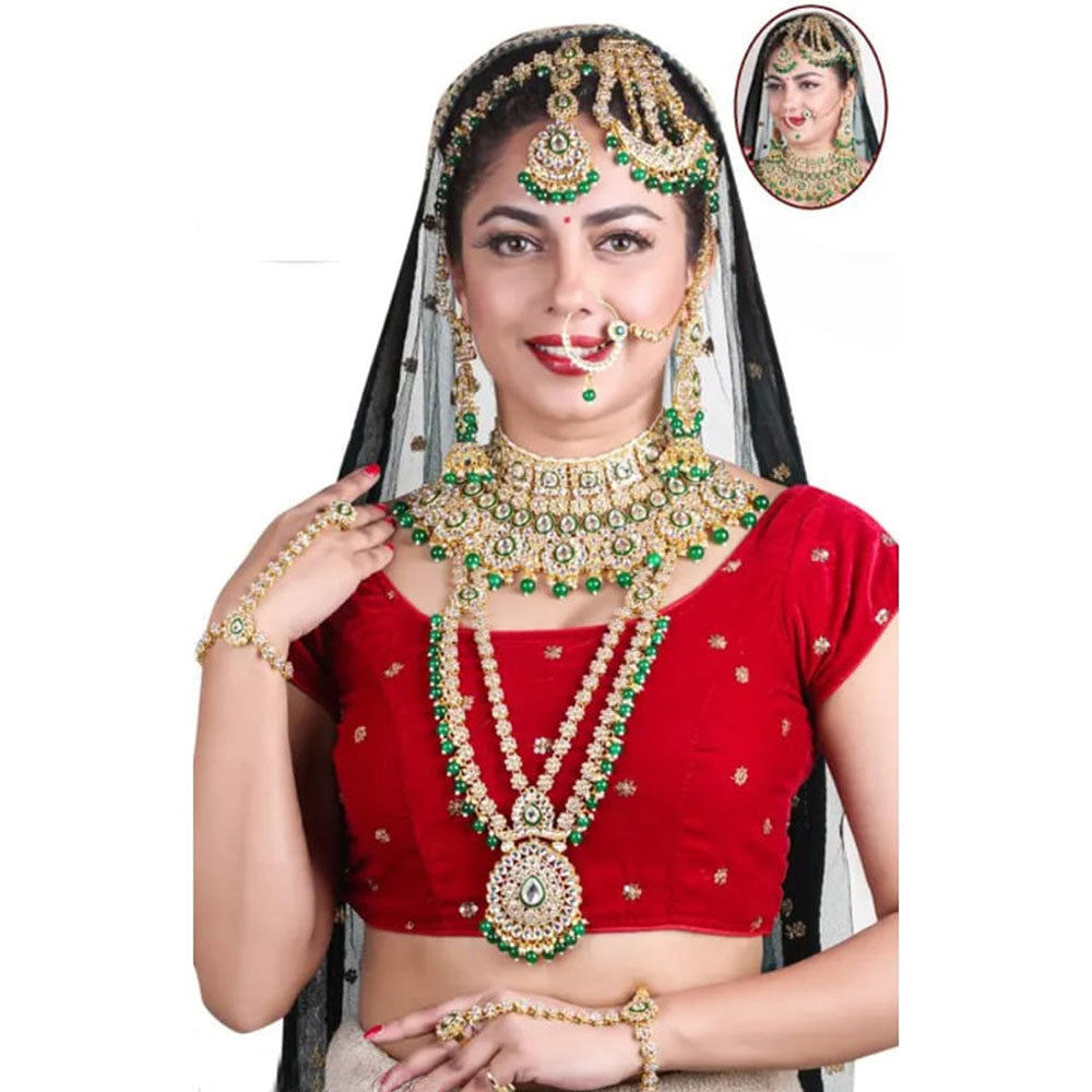 Neetu Art Premium Kundan Stone And Meenakari Beads Wedding Jewellery Set