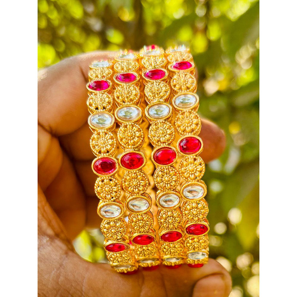 Neetu Art Elegant Pota Stone Designer Bangles Set