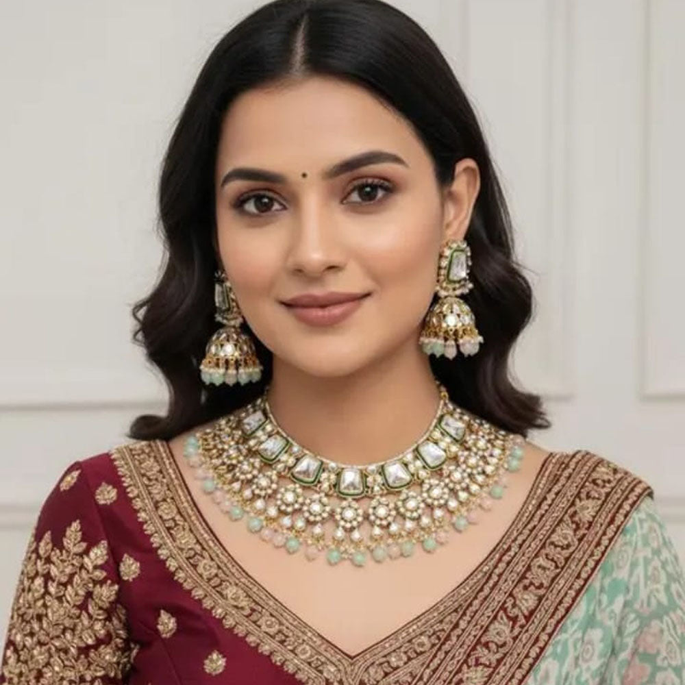 Neetu Art Designer Kundan Stone And Beads Necklace Set