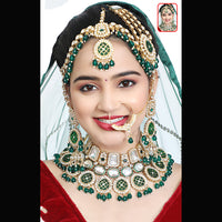Neetu Art Premium Kundan Stone And Beaded Meenakari Semi Bridal Necklace Set