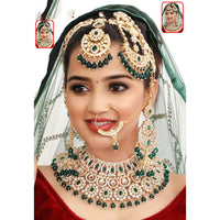 Neetu Art Premium Kundan Stone And Beaded Semi Bridal Necklace Set