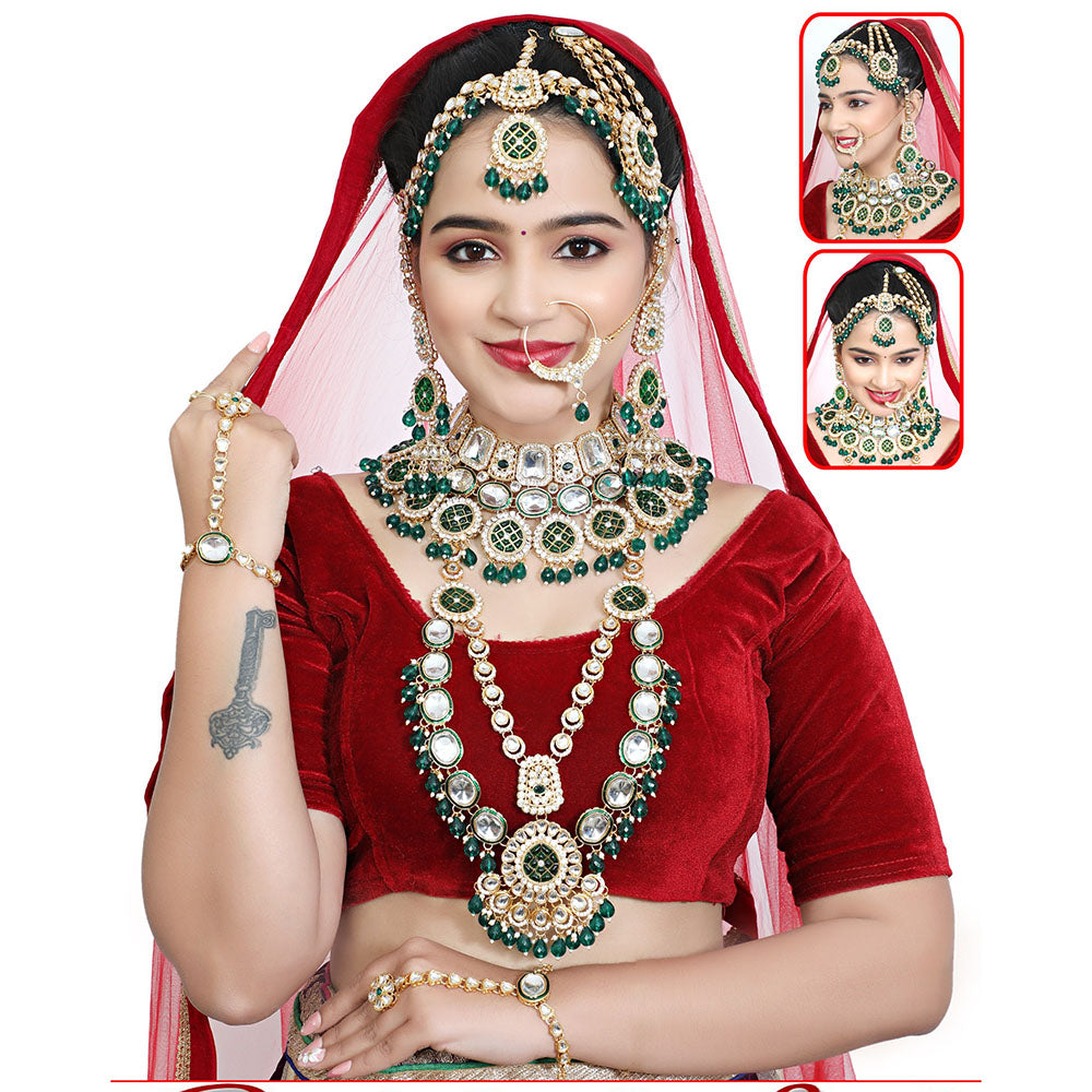 Neetu Art Grand Kundan Stone And Beads Bridal Jewellery Set