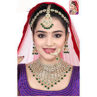 Neetu Art Premium Kundan Stone And Beaded Semi Bridal Necklace Set