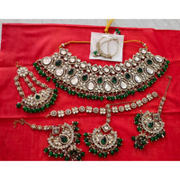 Neetu Art Stunning Kundan And Beads Semi Bridal Necklace Set