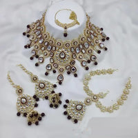 Neetu Art Premium Kundan Stone And Beaded Meenakari Semi Bridal Necklace Set