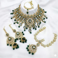 Neetu Art Premium Kundan Stone And Beaded Meenakari Semi Bridal Necklace Set