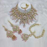 Neetu Art Premium Kundan Stone And Beaded Meenakari Semi Bridal Necklace Set