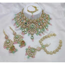 Neetu Art Premium Kundan Stone And Beaded Meenakari Semi Bridal Necklace Set