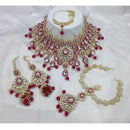 Neetu Art Premium Kundan Stone And Beaded Meenakari Semi Bridal Necklace Set