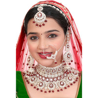 Neetu Art Premium Kundan Stone And Beaded Meenakari Semi Bridal Necklace Set