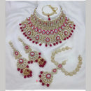 Neetu Art Elegant Kundan Stone And Beads Semi Bridal Necklace Set