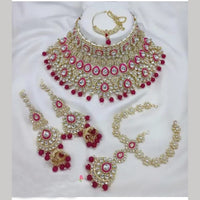 Neetu Art Elegant Kundan Stone And Beads Semi Bridal Necklace Set