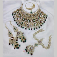 Neetu Art Elegant Kundan Stone And Beads Semi Bridal Necklace Set