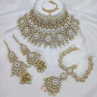 Neetu Art Elegant Kundan Stone And Beads Semi Bridal Necklace Set