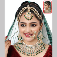 Neetu Art Elegant Kundan Stone And Beads Semi Bridal Necklace Set