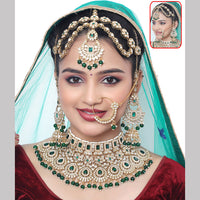 Neetu Art Elegant Kundan Stone And Beads Semi Bridal Necklace Set