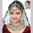Neetu Art Elegant Kundan Stone And Beads Semi Bridal Necklace Set