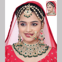 Neetu Art Elegant Kundan Stone And Beads Semi Bridal Necklace Set