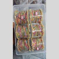 Pratima Jewellery Mart Statement Metal And Pearl Bangles Set for Women