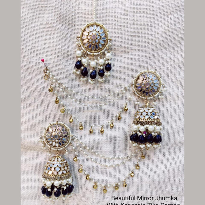 Manisha Jewellery Gold Plated Mirror Kanchain Jhumki With Mangtikka