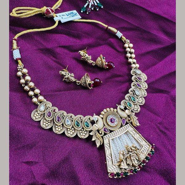 Manisha Jewellery Gold Plated Pota Stone Necklace Set