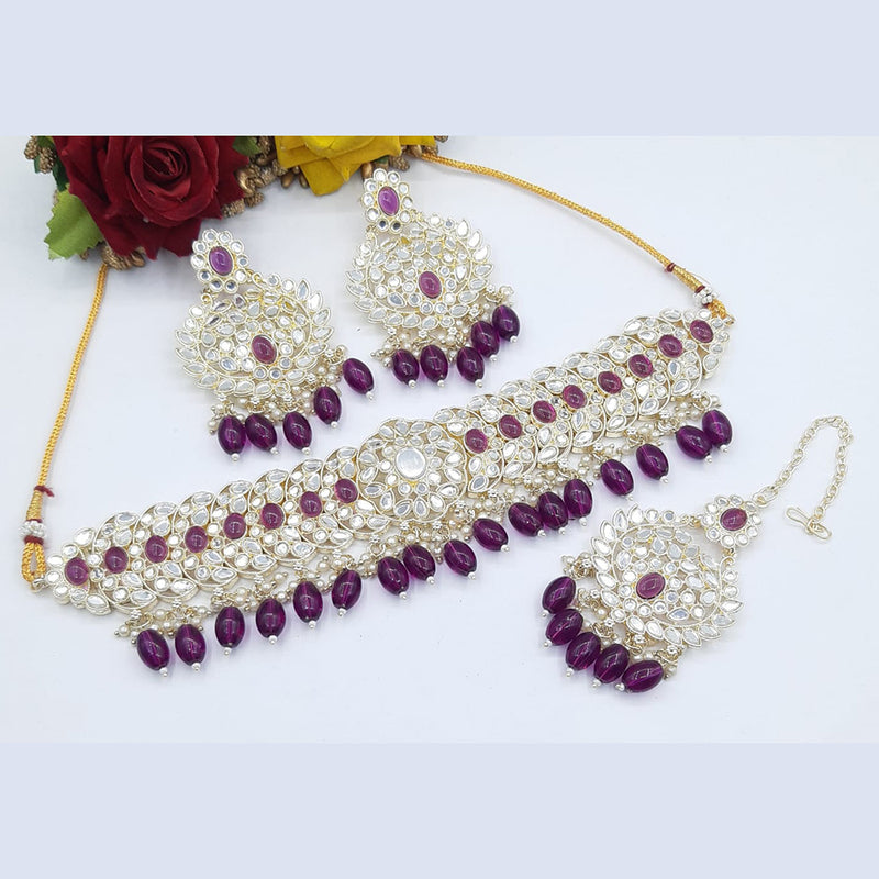 Manisha Jewellery Gold Plated Kundan & Beads Choker Necklace Set