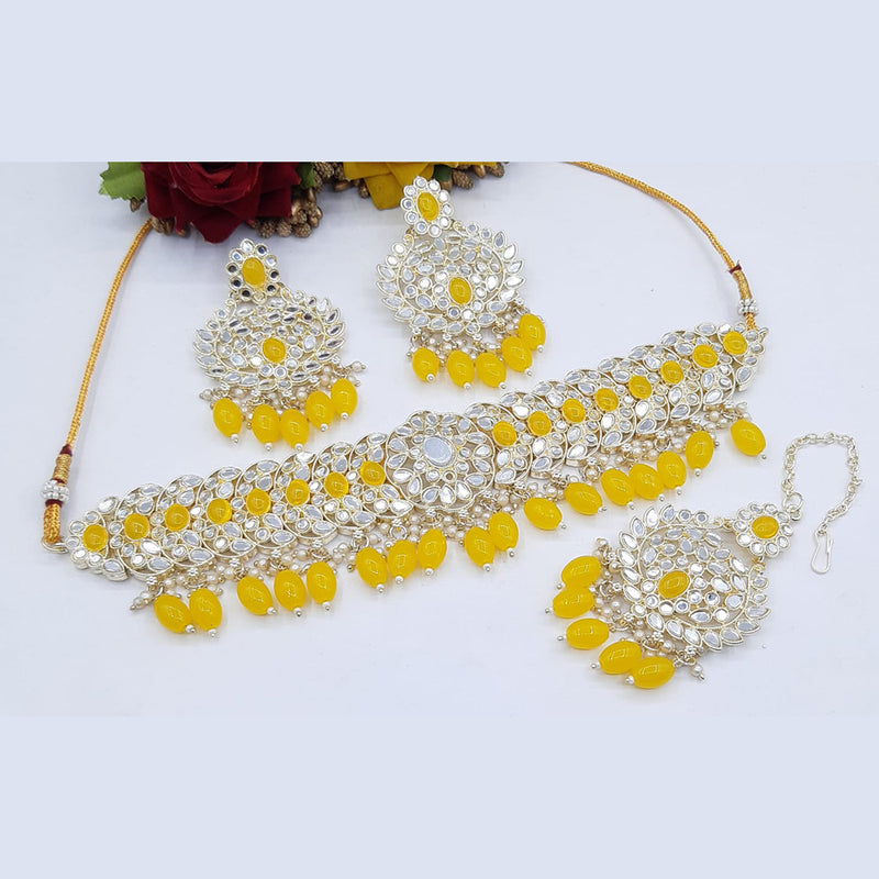 Manisha Jewellery Gold Plated Kundan & Beads Choker Necklace Set