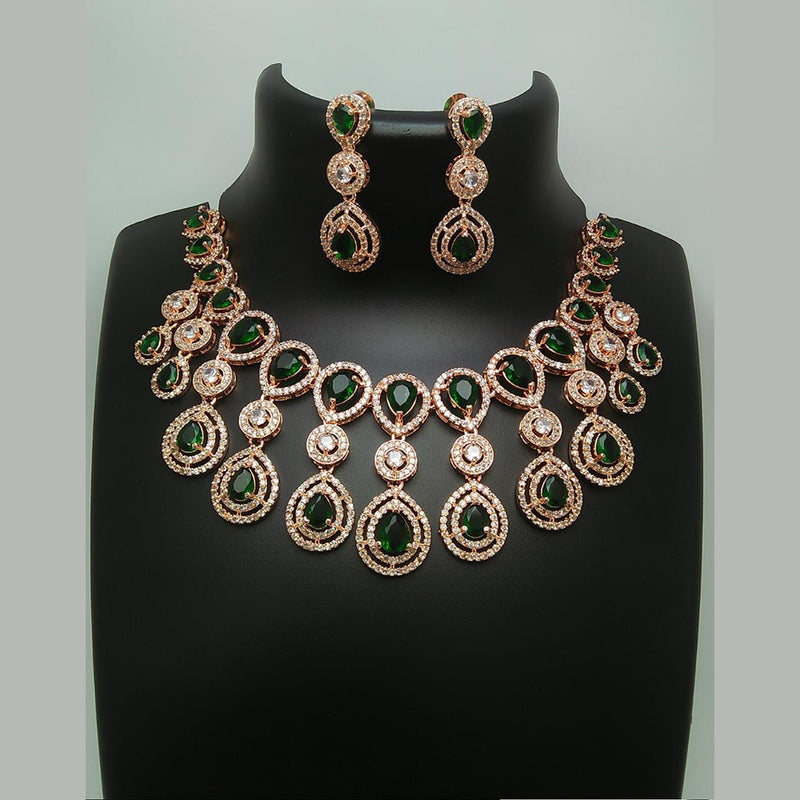 Manisha Jewellery Rose Gold Plated AD Stone Necklace Set