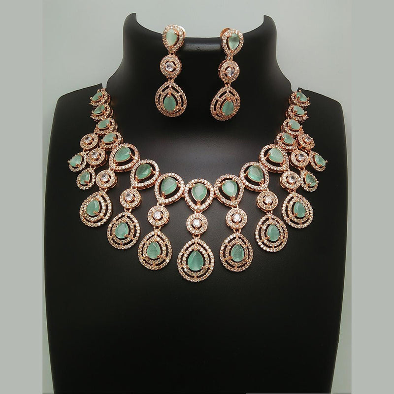 Manisha Jewellery Rose Gold Plated AD Stone Necklace Set