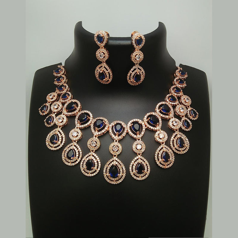 Manisha Jewellery Rose Gold Plated AD Stone Necklace Set