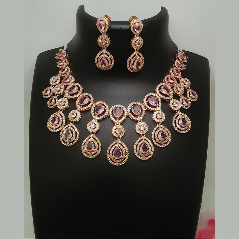 Manisha Jewellery Rose Gold Plated AD Stone Necklace Set