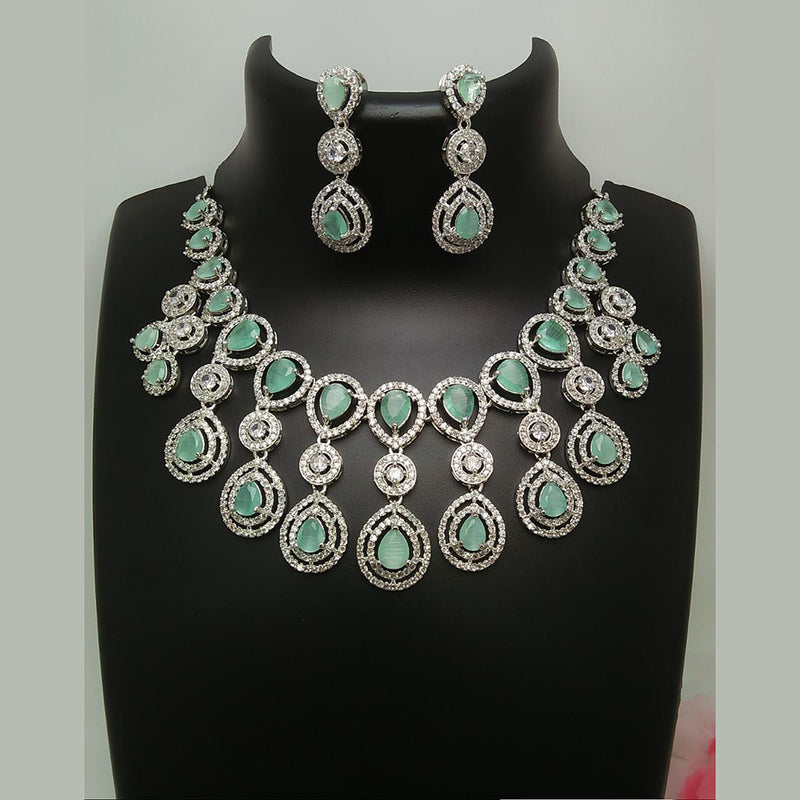 Manisha Jewellery Silver Plated AD Stone Necklace Set