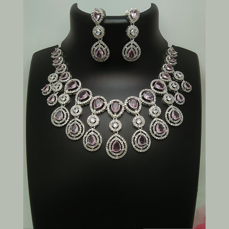 Manisha Jewellery Silver Plated AD Stone Necklace Set