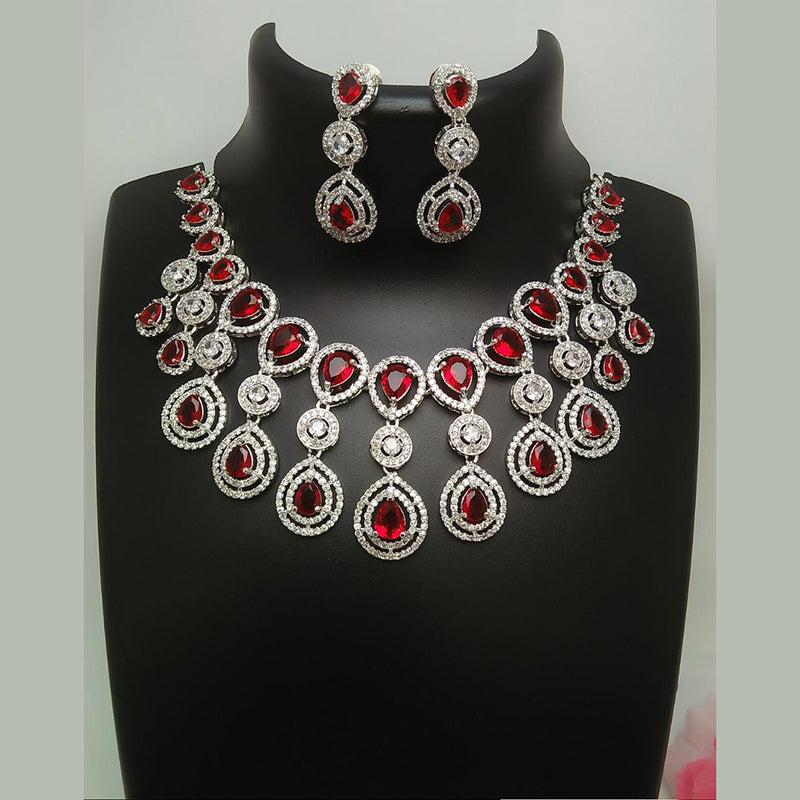 Manisha Jewellery Silver Plated AD Stone Necklace Set