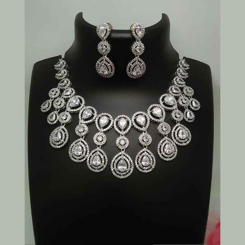 Manisha Jewellery Silver Plated AD Stone Necklace Set