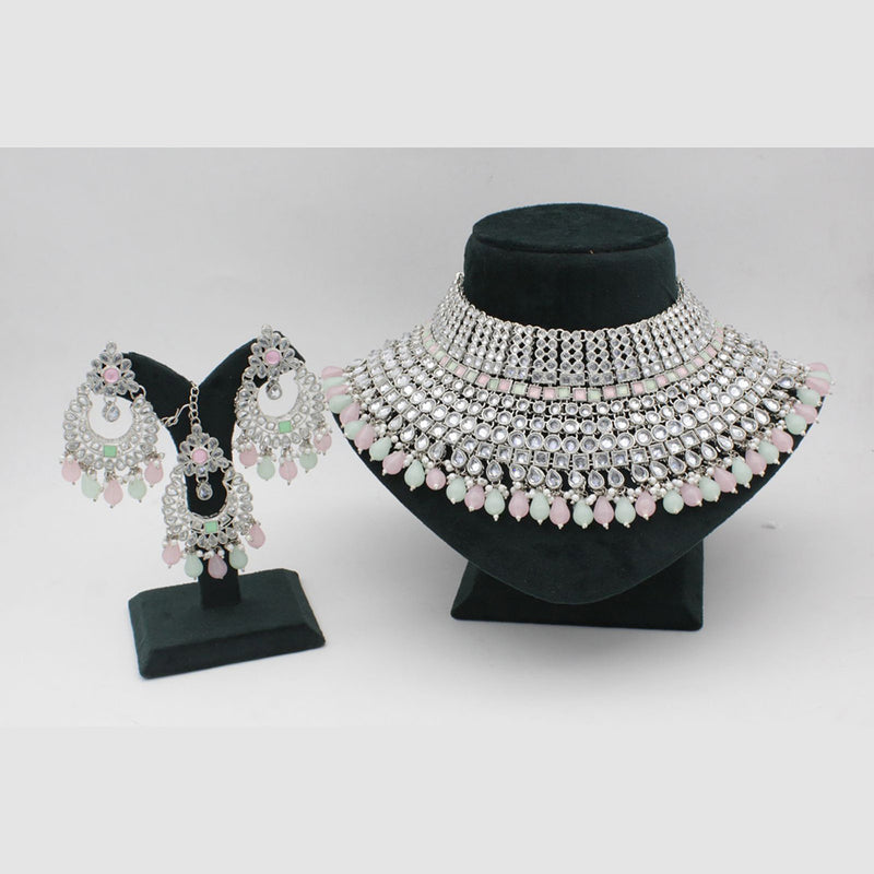 Manisha Jewellery Silver Plated Crystal Stone Necklace Set