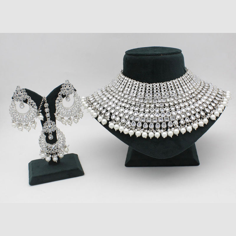 Manisha Jewellery Silver Plated Crystal Stone Necklace Set