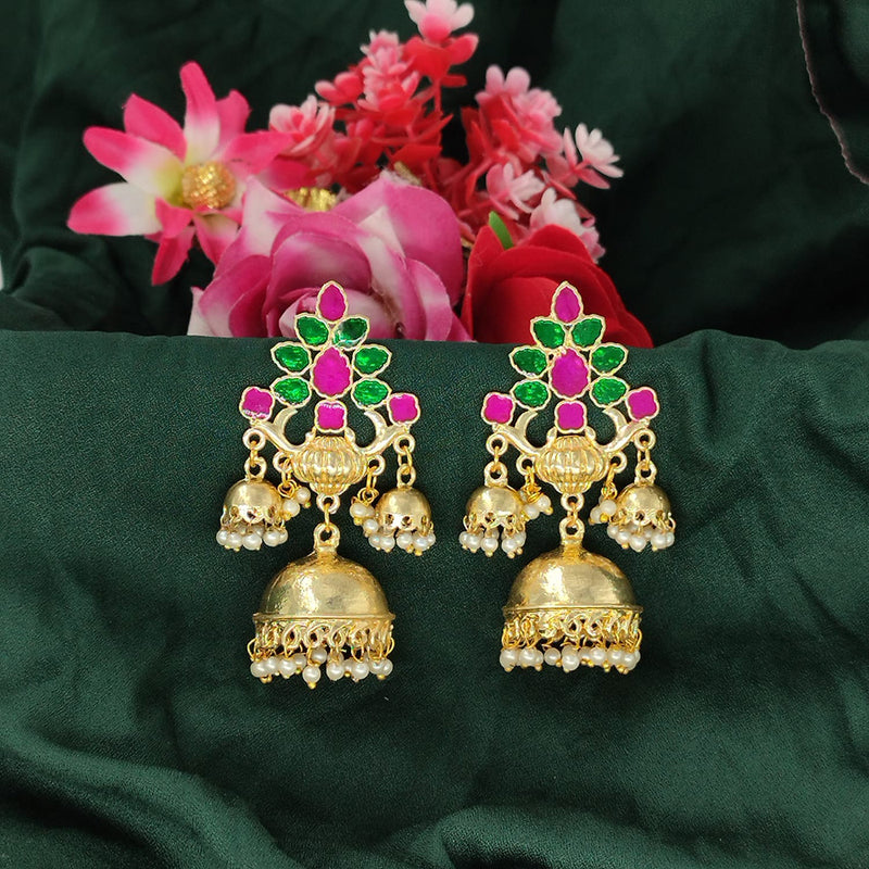 Manisha Jewellery Gold Plated Meenakari Jhumki Earrings