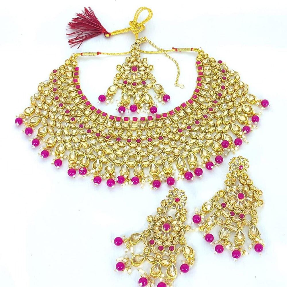 Manisha Jewellery Gold Plated Crystal Stone Necklace Set