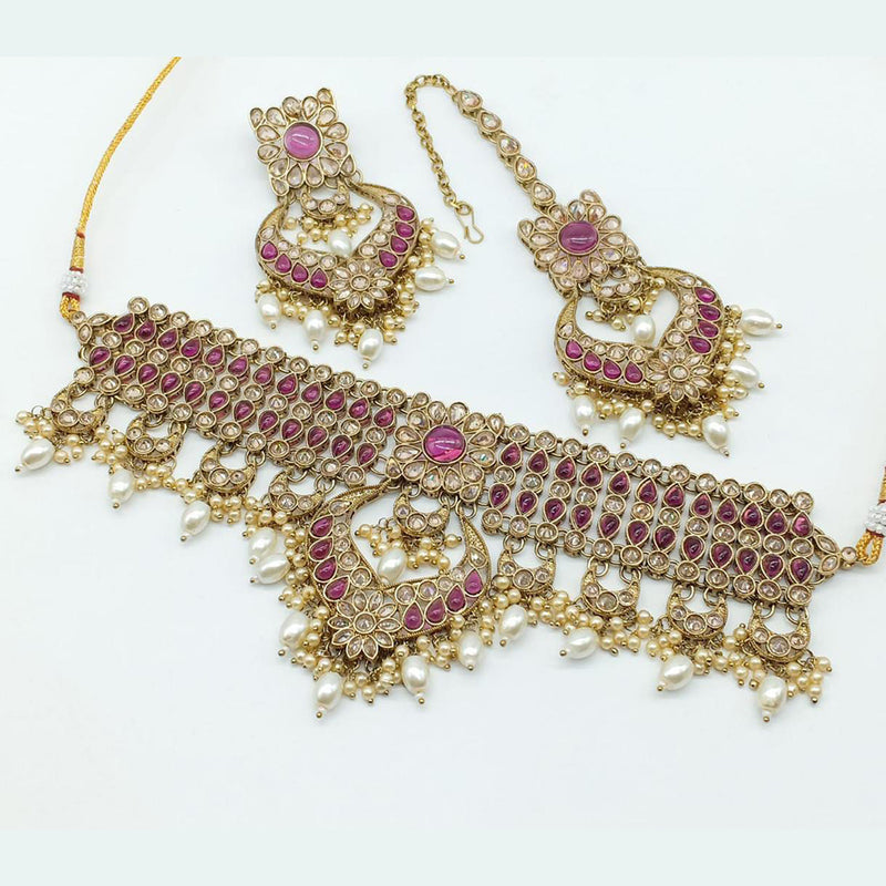 Manisha Jewellery Gold Plated Crystal Stone Necklace Set