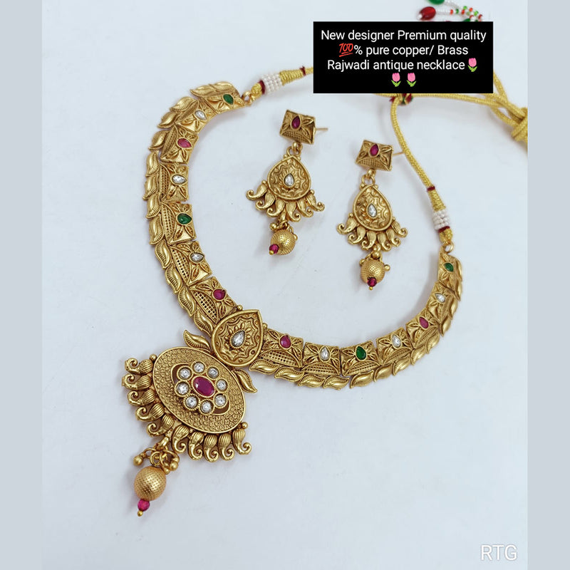 Manisha Jewellery Copper Gold Pota Stone Necklace Set