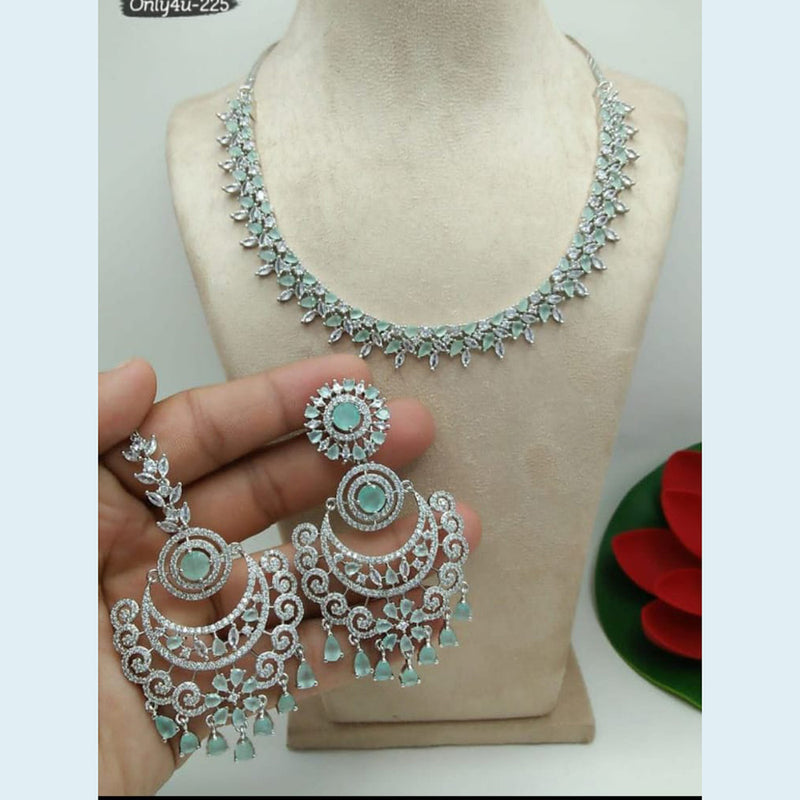 Manisha Jewellery Silver Plated AD Stone Necklace Set