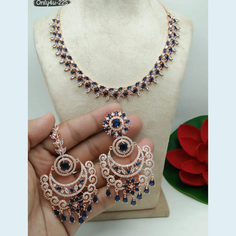 Manisha Jewellery Rose Gold Plated AD Stone Necklace Set