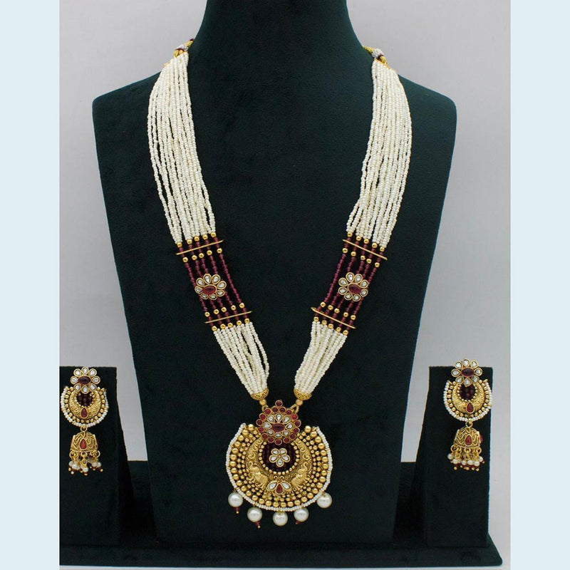 Manisha Jewellery Gold Plated Moti Long Necklace Set