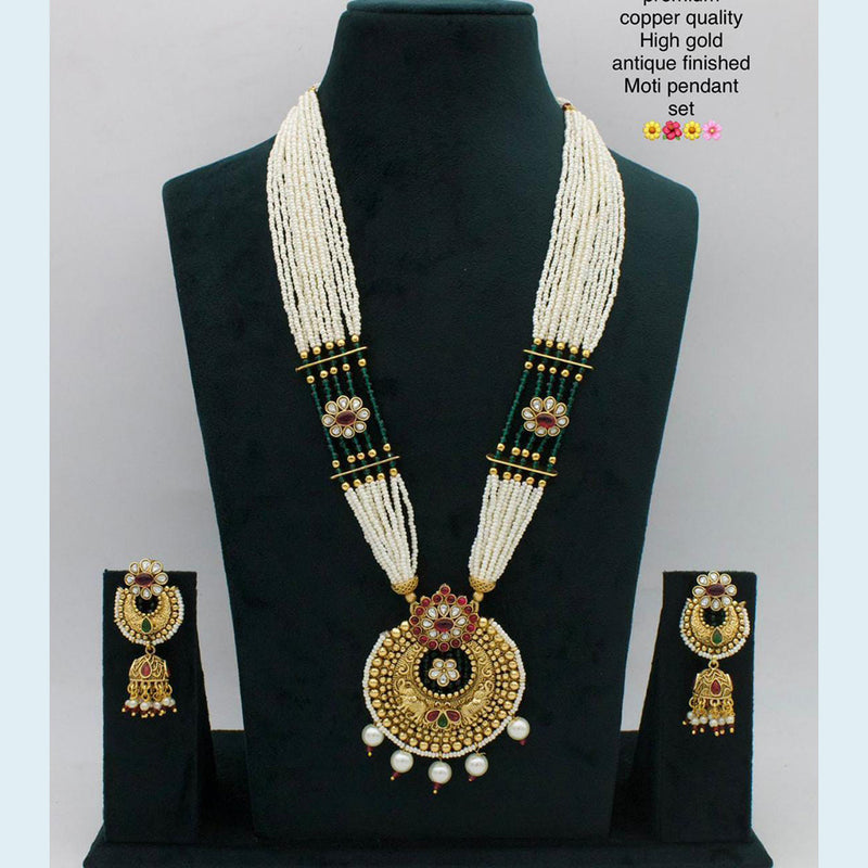 Manisha Jewellery Gold Plated Moti Long Necklace Set